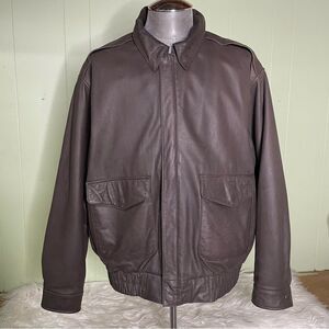 VTG G-III G3 Chocolate Brown‎ Leather Bomber Jacket Men’s XL